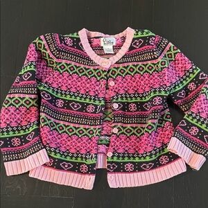 Lilly Pulitzer Vibrant Pink and Green Girls Sweater